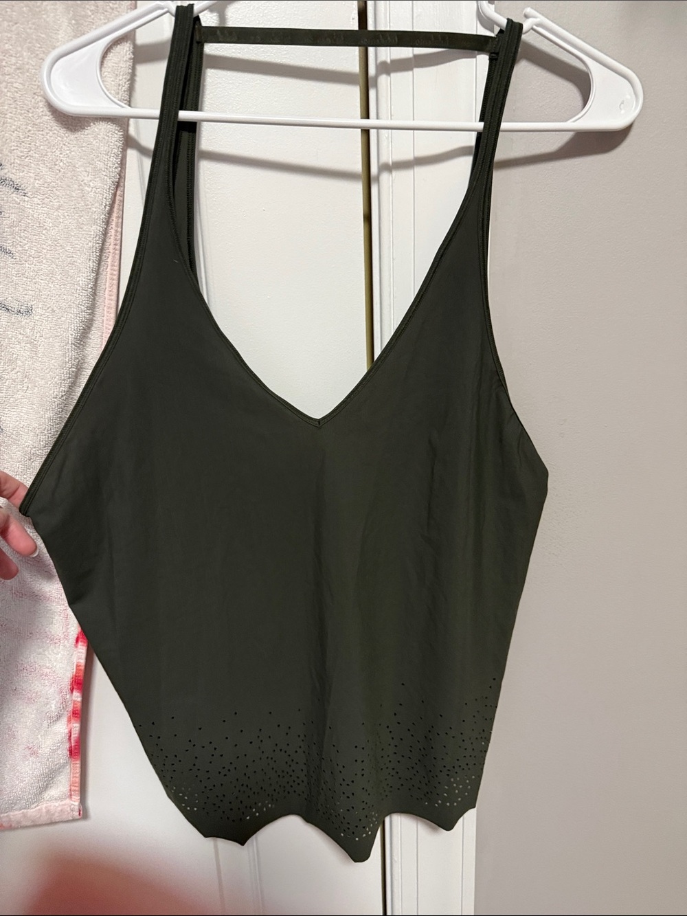 lululemon athletica Olive Green V-Neck Perforated Hem Tank